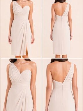 Excellent Dessy Collection One Shoulder Bridesmaid Dress Size 6 Hemmed Worn 1x